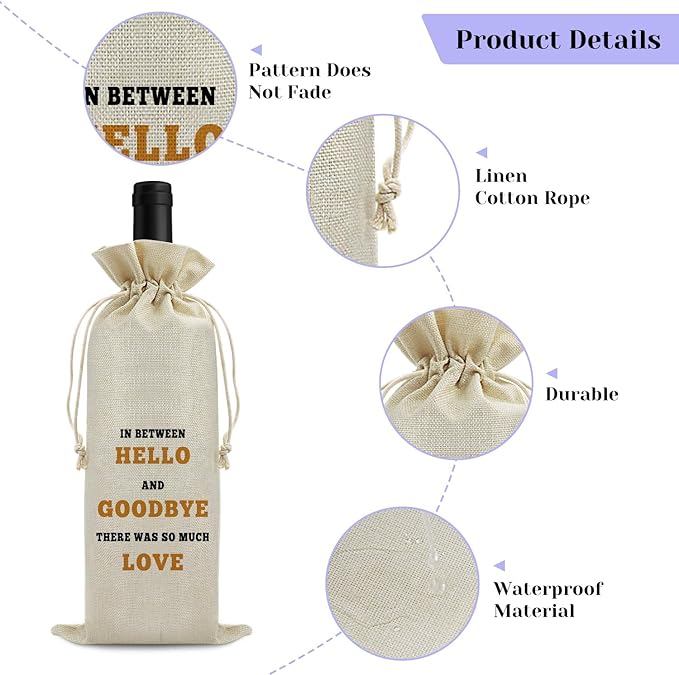 Coworker Leaving Gifts Retirement Gift for Coworker Funny Wine Bags New Job Gift Going Away Gift for Women Men Reusable Wine Gift Bag Friendship Farewell Gift for Friend Colleague Burlap Wine Wrap Bag