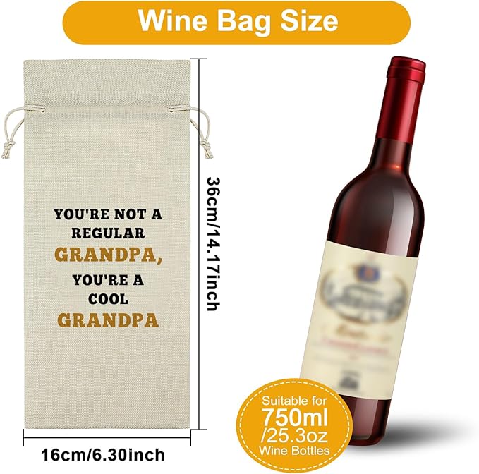 Grandpa Gifts from Grandson Wine Bag Grandpa Birthday Gifts Ideas New Grandpa Gifts Wine Bottle Decoration Bag Grandpa Fathers Day Gift from Grandkids Grandpa to Be Gifts Grandfather Memorial Gifts