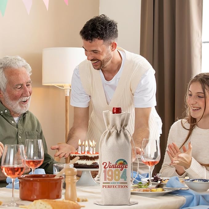 PKW 40th Birthday Decorations for Women Her, 40th Birthday Wine Bag, Funny 40th Birthday Gifts for Women Wine Bag, Wine Bag 40th Birthday Gifts, 40 Year Old Birthday Gift Anniversary Favors