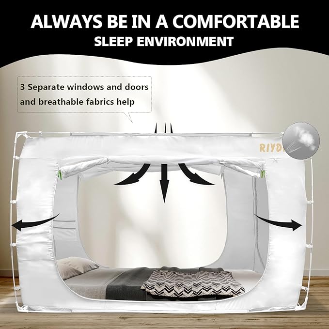 Bed Tent Bed Canopy Twin Size Tents for Adult and Kids- Portable Dream Tent Indoor Sleeping Tents 70% Blackout with 3 Doors Breathable Big Space Tents
