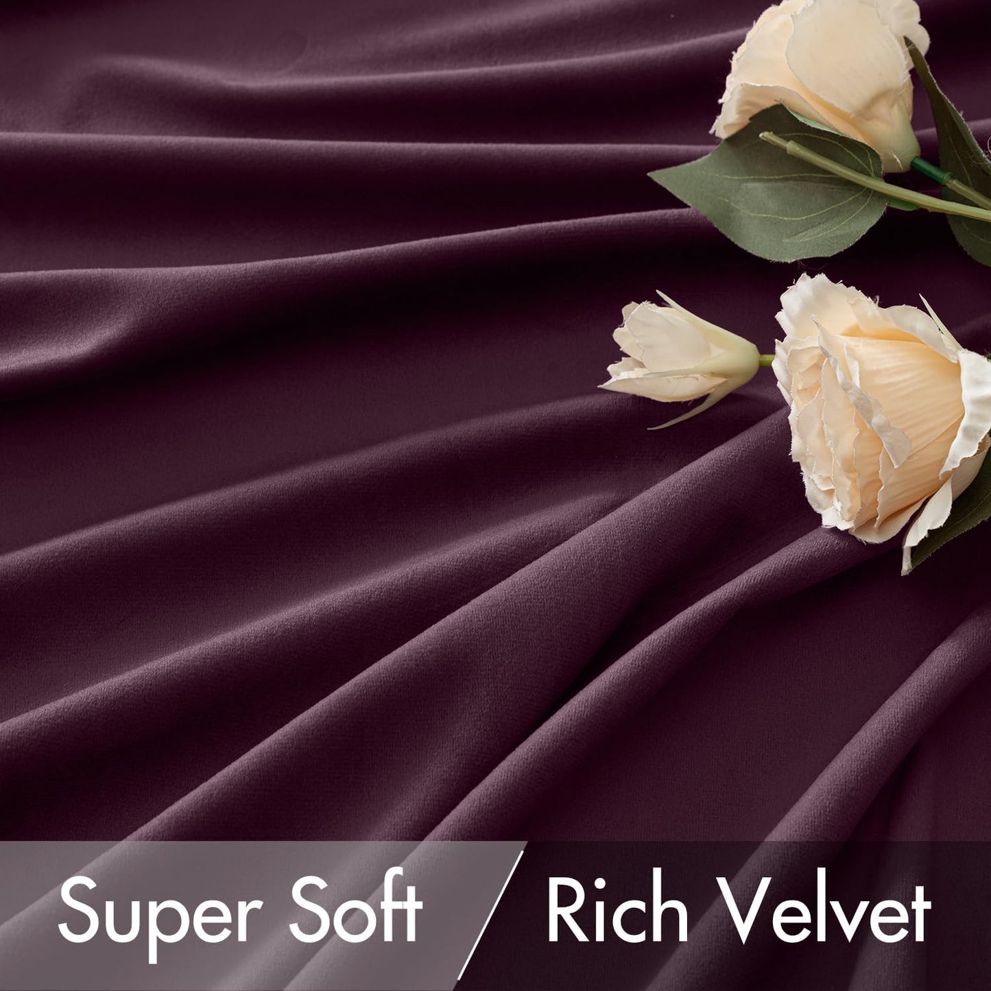 MIULEE Dark Purple Velvet Curtains 108 inches 2 Panels - Luxury Room Darkening Window Drapes for Bedroom Living Room Thermal Insulated Super Soft Blackout Extra Long, Back Tab Rod Pocket Pinch Pleated