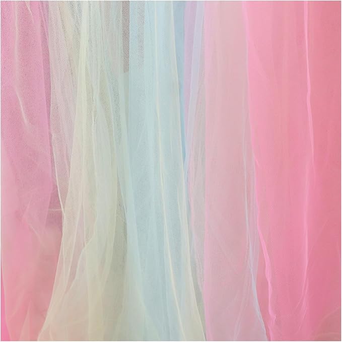 Rainbow Bed Canopy for Girls with Lights Princess Canopy for Girls Bed Mosquito Net for Single Twin Full Queen Size Reading Nook Canopy Bed Curtains Room Decor
