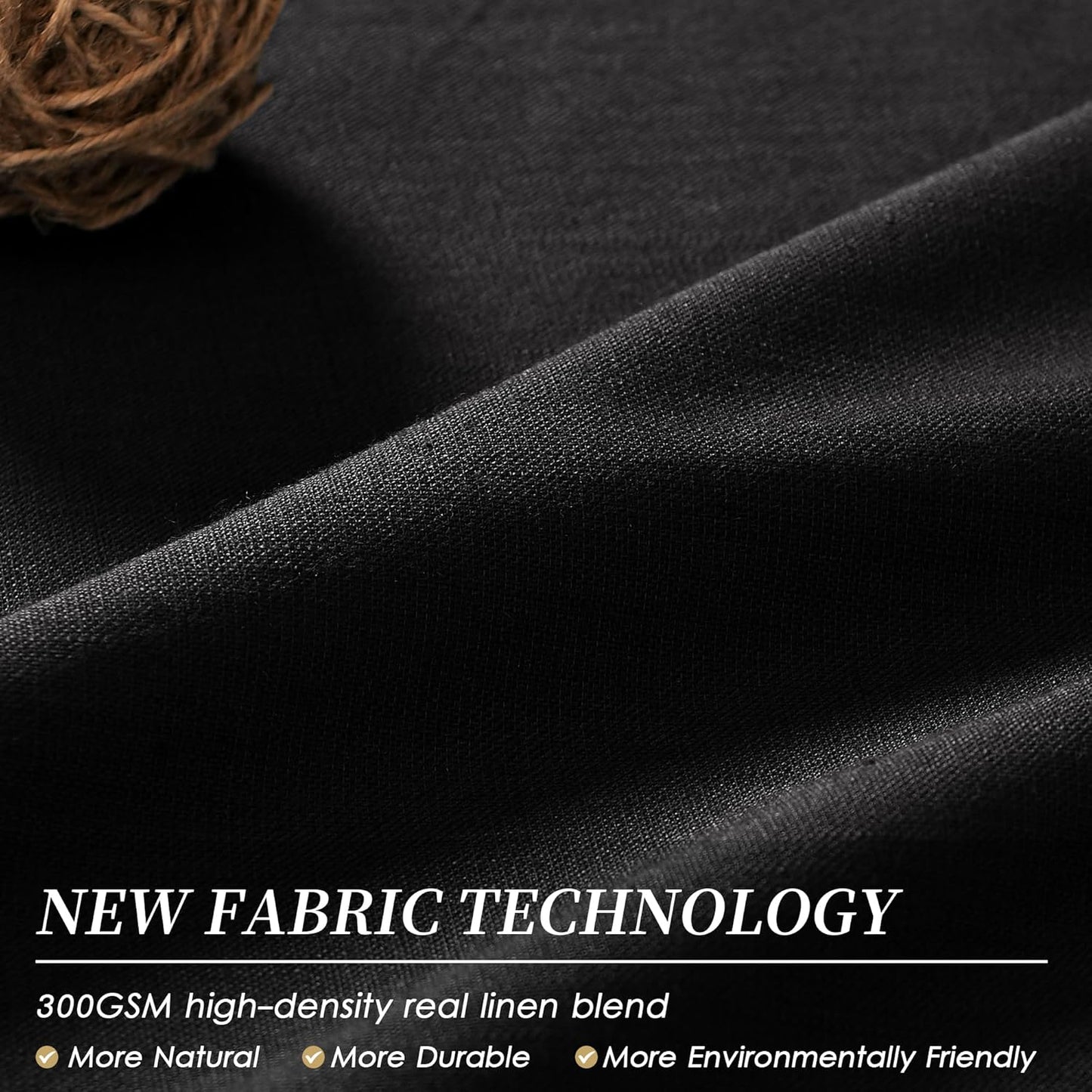 BOODII Linen Blackout Curtains for Bedroom 72 Inch Length 2 Panels Set Room Darkening Curtains Black Black Out Curtain Elegant Thermal Insulated Living Room Window Drapes Back Tab 52x72