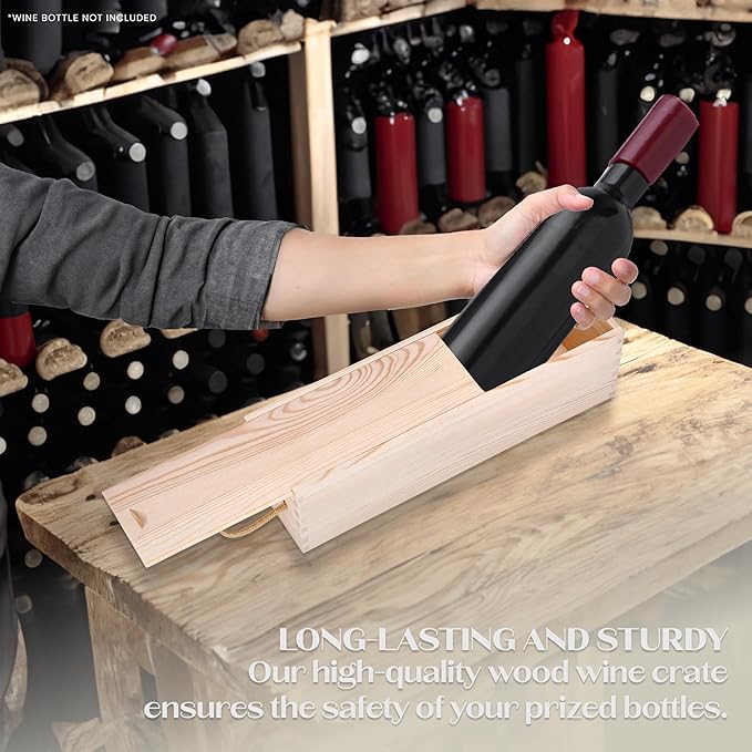 MEANT2TOBE Wooden Wine Box 60th Birthday - Timeless Elegance, Elite Wood Craftsmanship, Chic Presentation for Wine Bottles, Versatile Wine Gift Box for Special Occasions - 13.7x3.9x3.9 inches