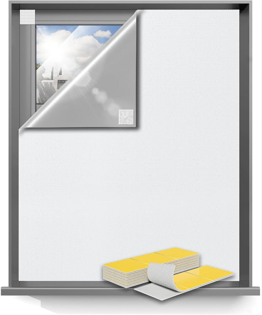 Sumobaby Blackout Curtains for Bedroom 50"x57" Portable No Drill Blinds for Windows with Heat-Resistant Magic Tapes,100% Black Out Window Cover Easy to Cut Fit for Home Cinema,Dorm Room,Nursery(White)