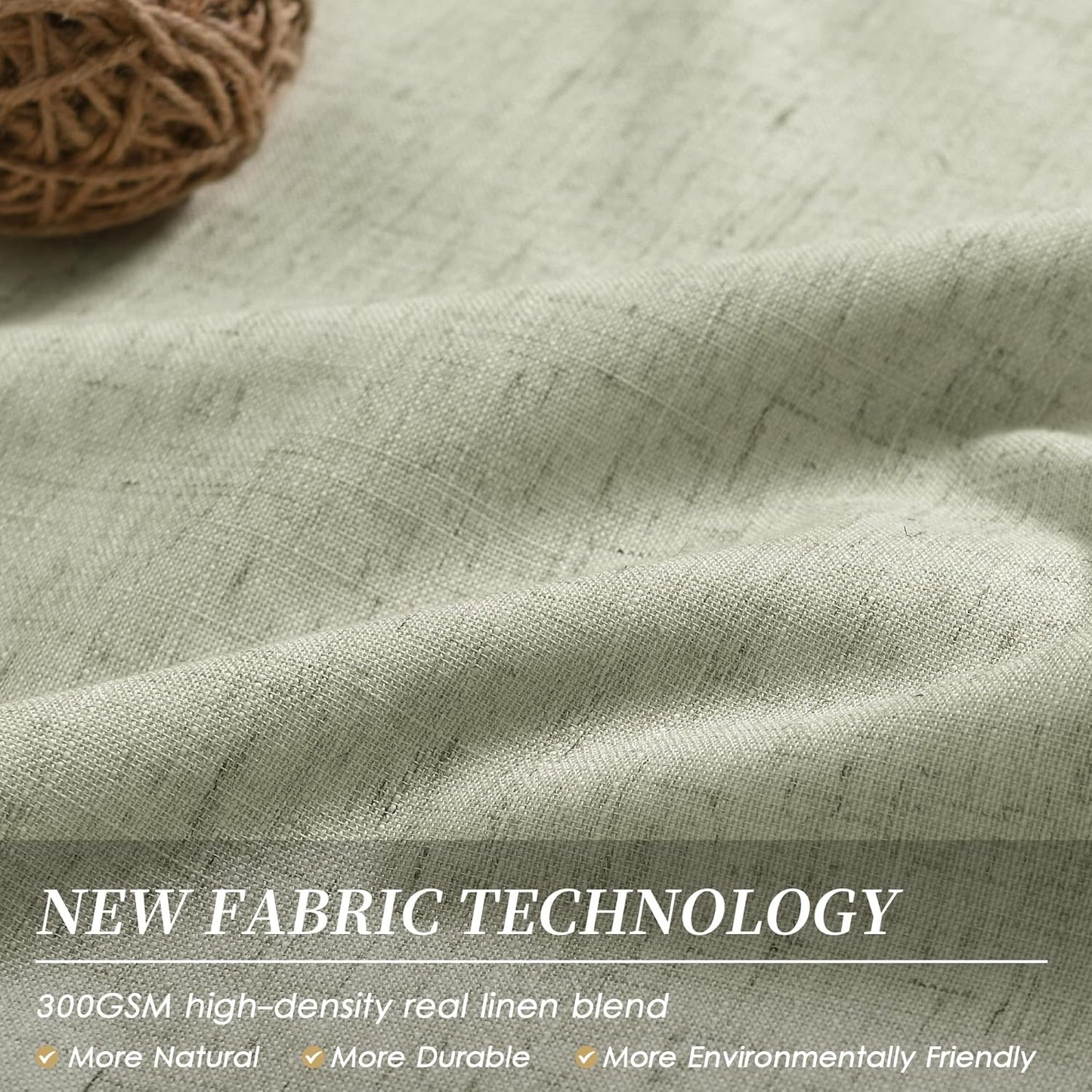 BOODII Sage Green Darkening Curtains 96 Inches Long for Living Room Back Tab Blue Blackout Curtains Neutral Aesthetic Linen Textured Thermal Insulated Black Out Curtain Light Blocking Drapes Nursery