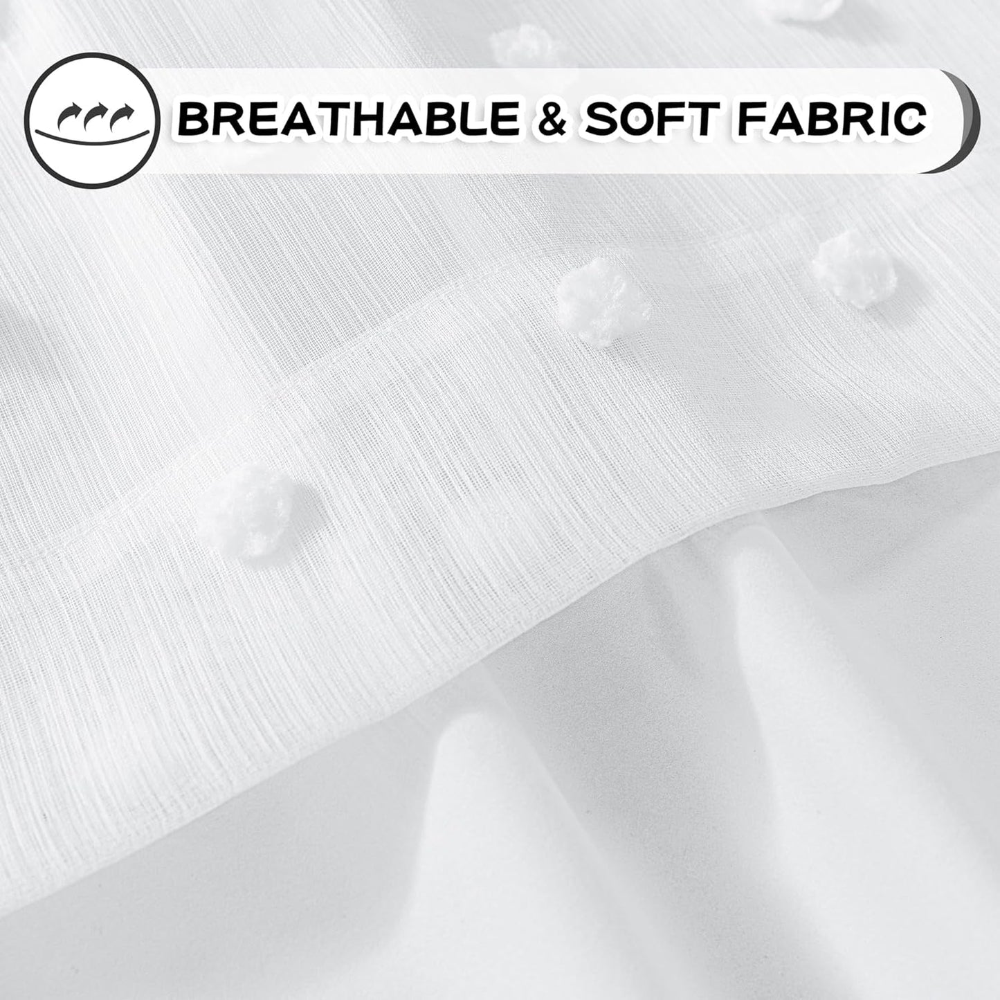 MYSKY HOME 100% White Blackout Curtains for Girls Bedroom 90 Inch Long Total Light Blocking Curtains for Living Room 2 Panels Room Darkening Grommet Window Drapes with White Pom Pom Sheer 52W x 90L