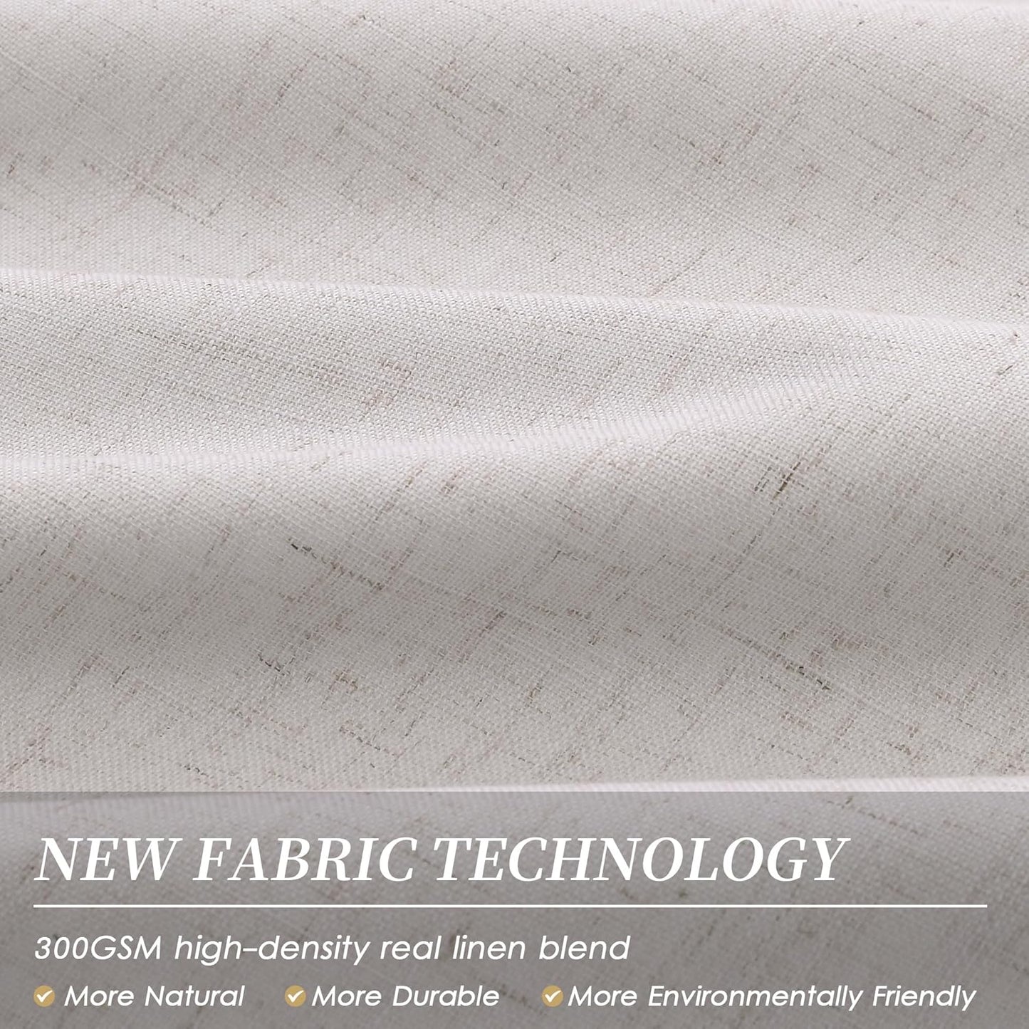 BOODII 108 Inch Black Out Curtains 2 Panels Set Back Tab Thermal Insulated Natural Linen Textured Blackout Curtains Noise Reducing Champagne Neutral Living Room Darkening Window Drapes Pleated 52x108