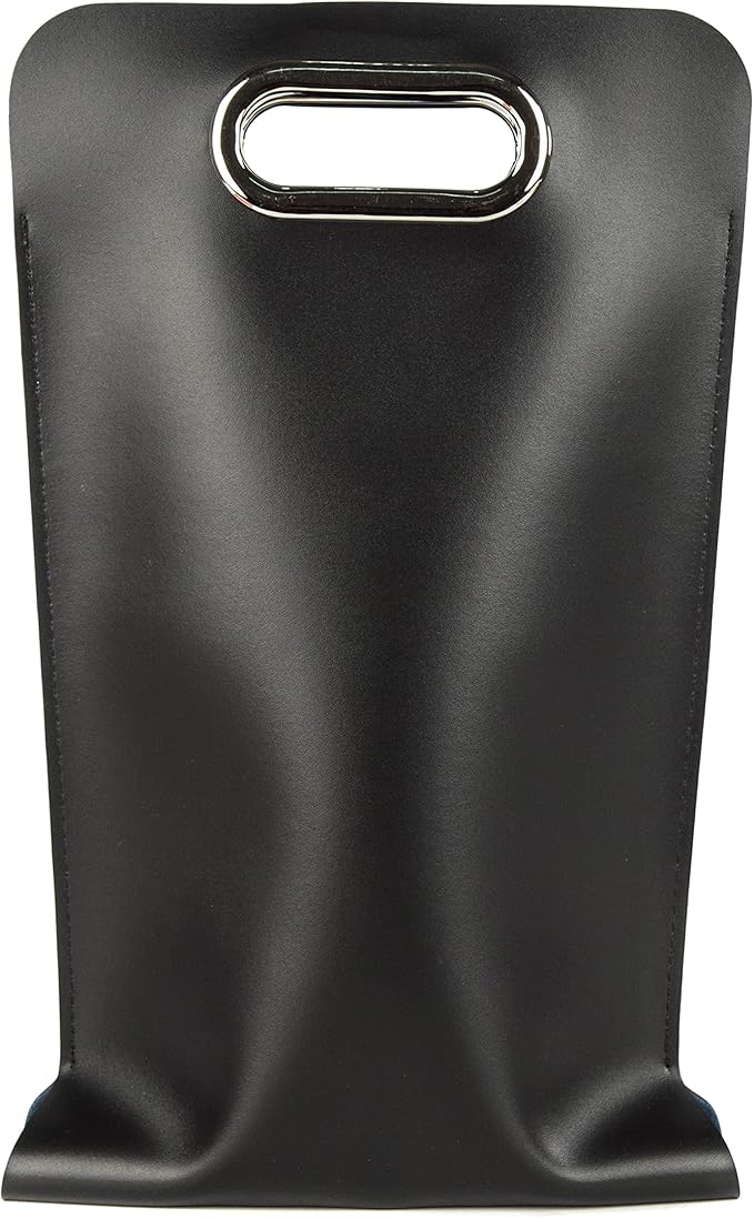 Leather Wine Bag with Handles Reusable Wine Carrier Bag Carrier Tote PU Leather Wine Gift Bag for Party Picnic Travel for Wine Lover Color Black 2 Bottle