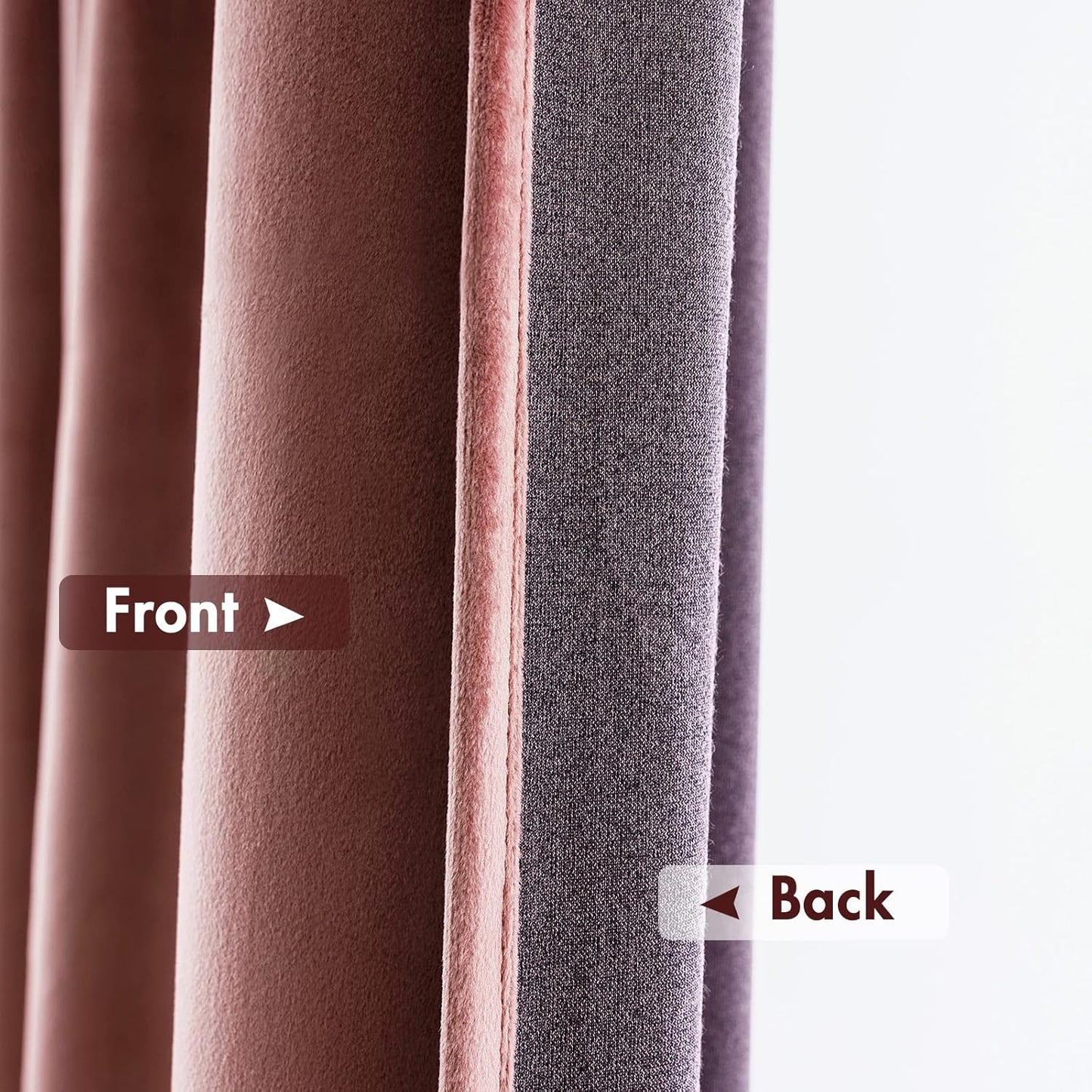 MIULEE Dusty Rose Pink Velvet Curtains Thermal Insulated Blackout Curtain Drapes for Bedroom Living Room Darkening 72 Inches Long Curtains Panels Rod Pocket Set of 2