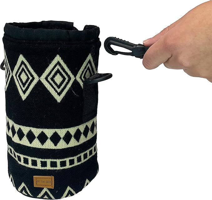 Off the Grid Water Bottle Holder w/Strap | Bottle Sleeve Carrier for Walking, Backpacking | Hydro and Iron Flask Sling Bag | Bottle Protector for Beer Water Coffee Wine | (32 oz, Obsidian Black)