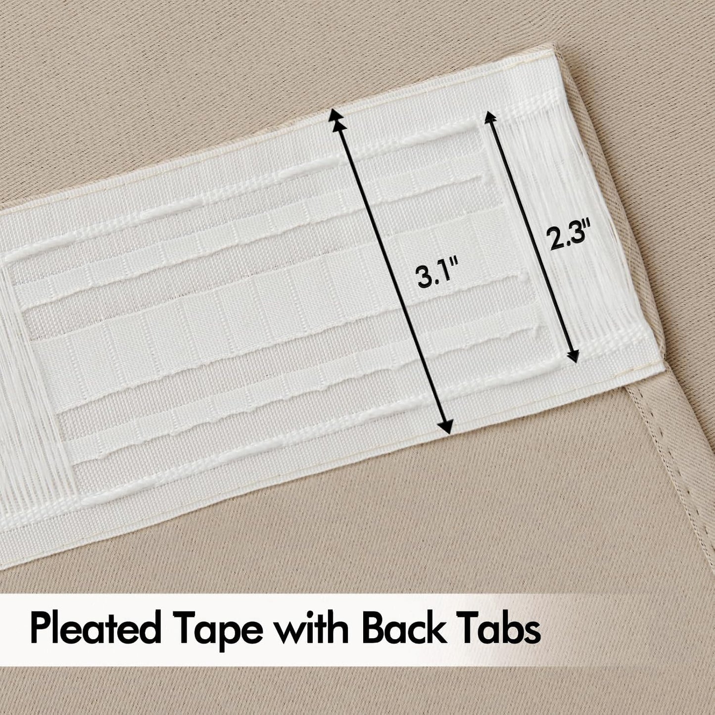 MIULEE Taupe Back Tab Blackout Curtains 108 Inch Long 2 Panels Set for Bedroom, Rod Pocket/Pinch Pleat Extra Long Thermal Insulated Living Room Darkening Pleated Light Blocking Drapes