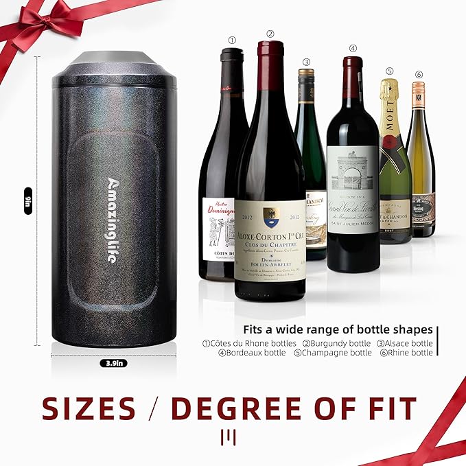 Wine Chiller Bucket, Portable 750ml Champagne & Wine Bottle Cooler, Stainless Steel Vacuum Insulated, Keeps Wine & Beverages Cold, Perfect Gift for Wine Lovers