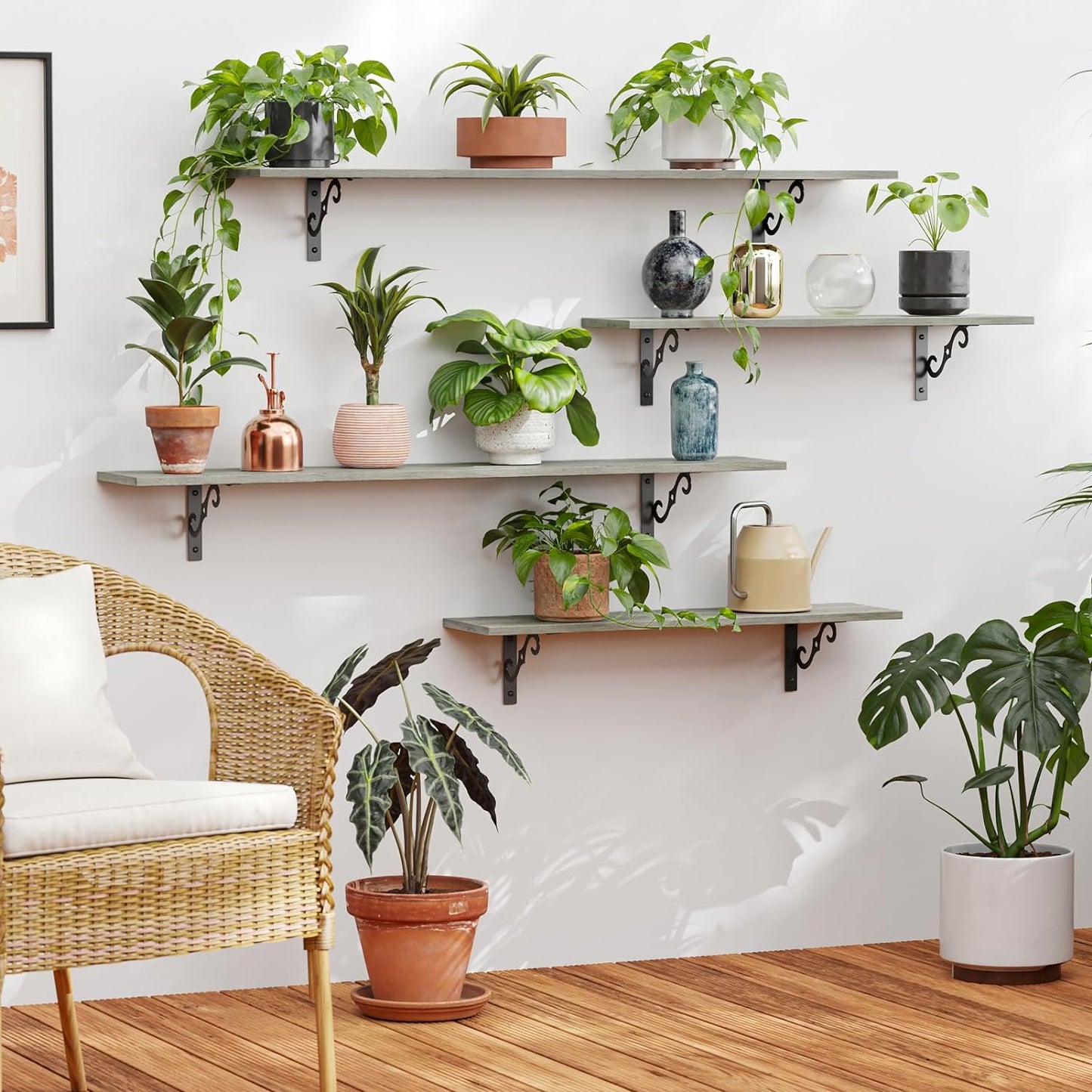 DINZI LVJ Long Wall Shelves, 39.4 Inch Large Floating Shelves Set of 2, Wide Display Shelf Wall Mounted with Brackets, Easy Hanging for Living Room, Toilet, Office, Bedroom, Gray Wash