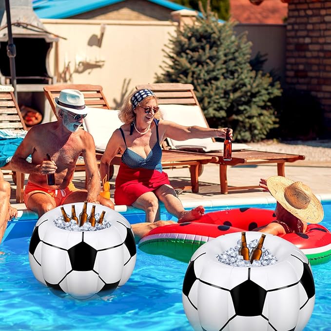 Soccer Party Decorations Inflatable Cooler Soccer Drink Cooler Reusable Floating Party Cooler Blow up PVC Football Party Cooler for Sports Themed Supply Drink Beer Food for Summer Parties(2 Pcs)