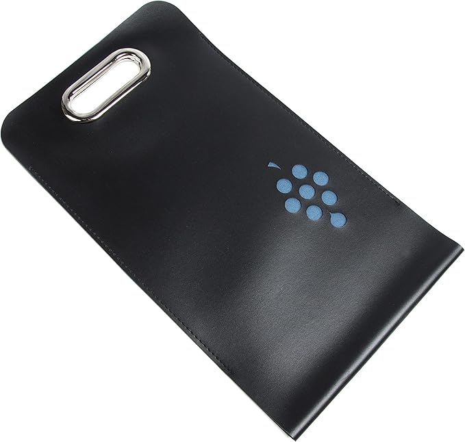 Leather Wine Bag with Handles Reusable Wine Carrier Bag Carrier Tote PU Leather Wine Gift Bag for Party Picnic Travel for Wine Lover Color Black 2 Bottle