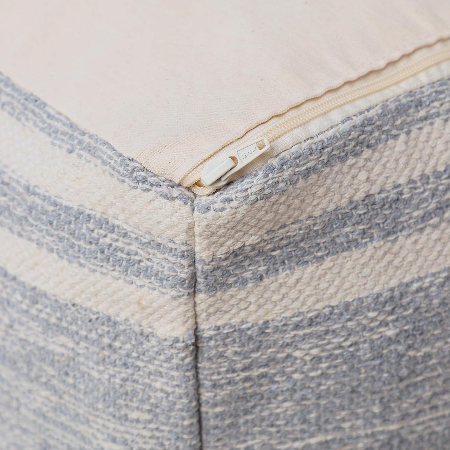 REDEARTH · Tufted Pouf Ottoman with Filler Textured Storage Cube Bean Bag Pouffe Footrest for Living Room, Bedroom, Nursery, Kidsroom; 100% Cotton (17.5"X17.5"X17.5", Melange Delight Gray)