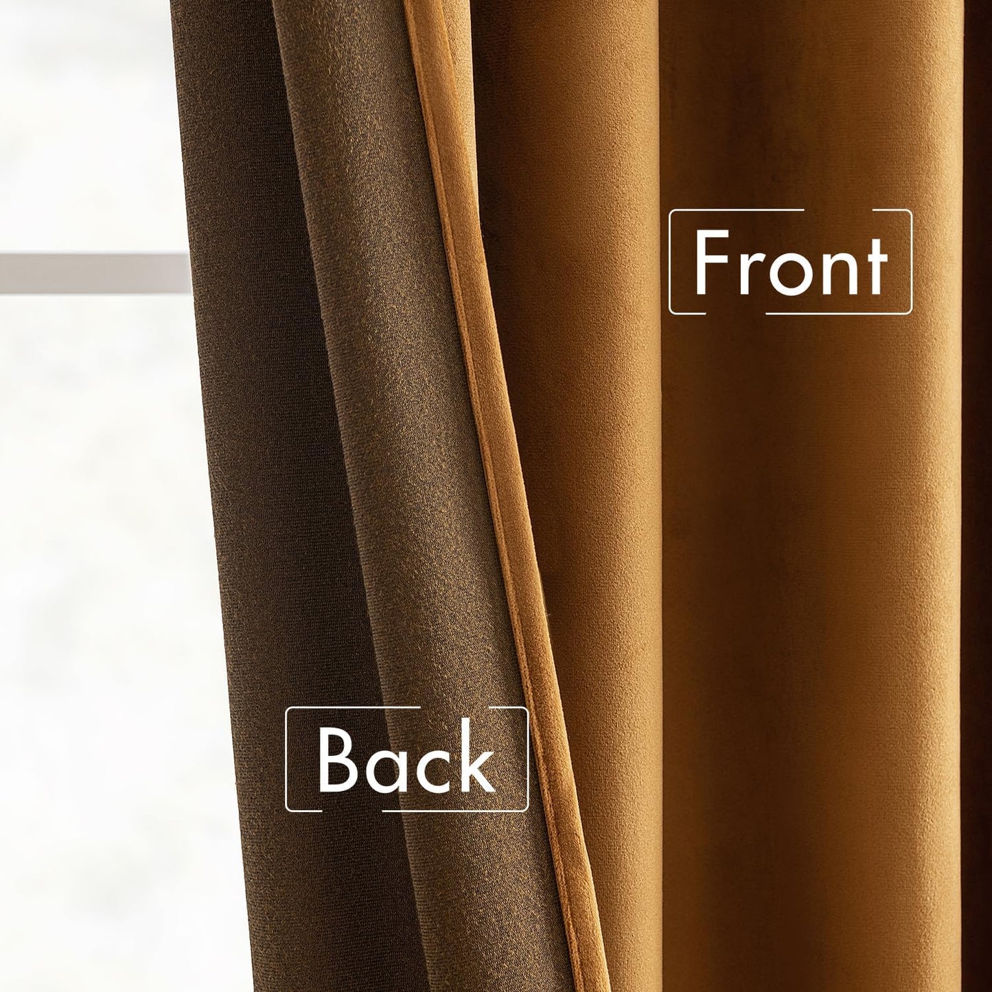 MIULEE Gold Brown Velvet Curtains 90 inches Long 2 Panels - Luxury Pinch Pleated Room Darkening Window Drapes for Bedroom Living Room Thermal Insulated Super Soft Blackout, Back Tab Rod Pocket