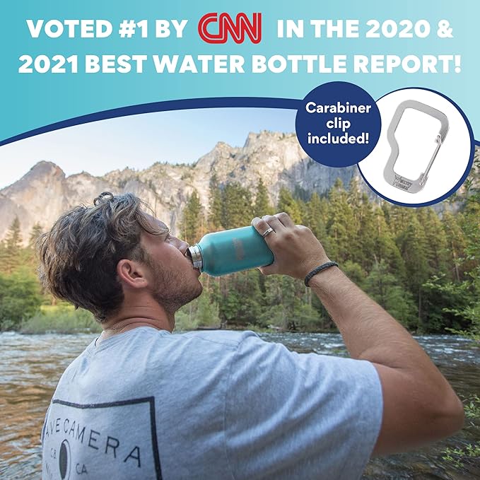 Healthy Human Stainless Steel Water Bottle | Double Walled Vacuum Insulated Water Thermos for Adults | Eco-Friendly Travel Bottles with Leak Proof Lid (Glacier, 32 oz/ 946 ML)