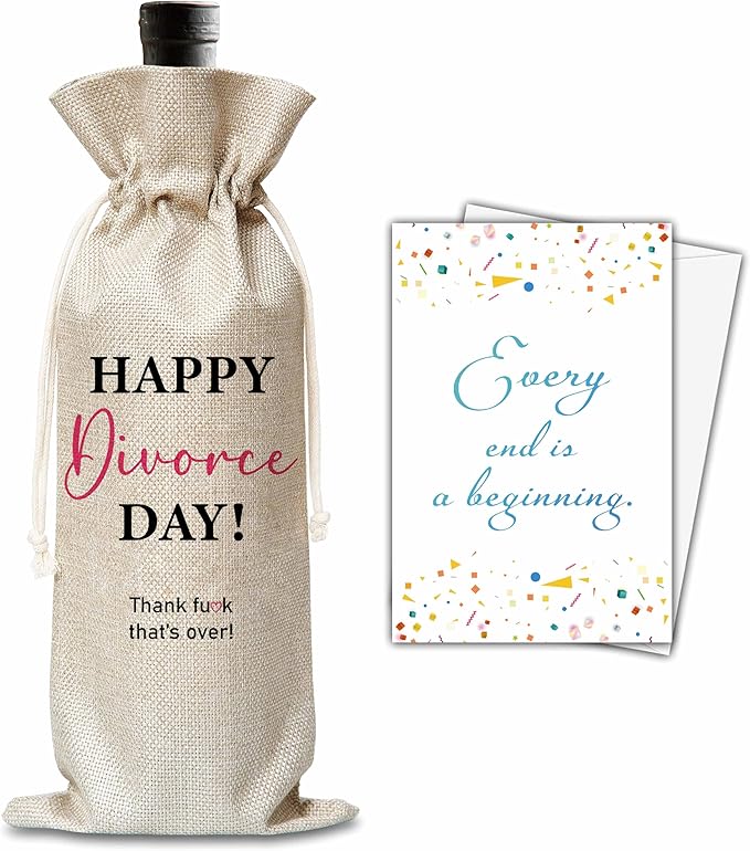 Xanev Divorce Gifts For Woman Man, Divorce Wine Gift Bag, Happy Divorce Day Wine Bag, Breakup Divorced Congrats Gift For Friend Sister Family, New Beginning Gift, Divorce Party Decorations, B41