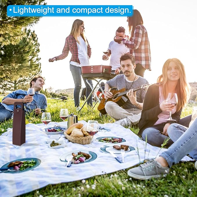 PATIKIL Wine Gift Bag, 2 Pack Wine Bag Reusable Leather Wine Tote Carrier for Wine Bottles Portable Champagne Gift Bags for Picnic Party Wedding, Brown