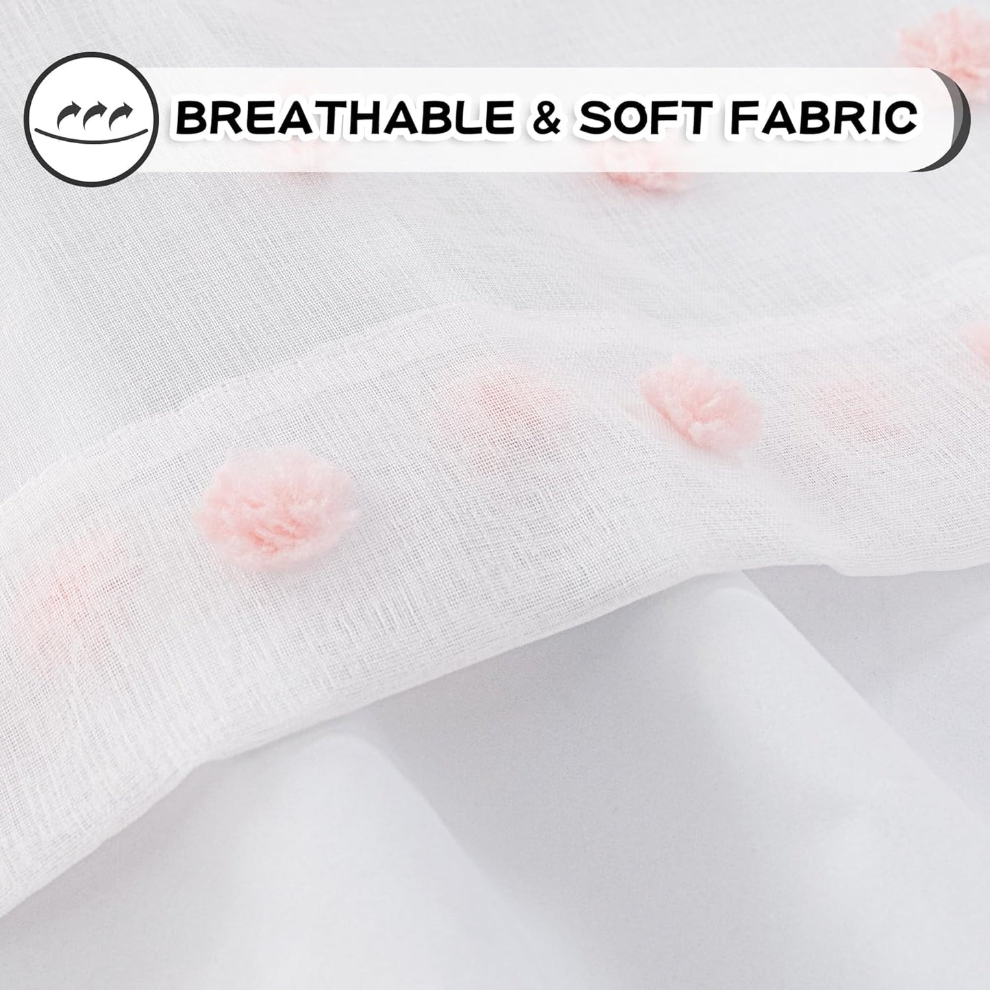 MYSKY HOME Pink Pom Pom Blackout Curtains for Girls Bedroom 54 Inch Long 100% Blackout Curtains for Kids Room 2 Panels Room Darkening Small Window Treatment Grommet 2 Layered Drapes Toddler 52W x 54L