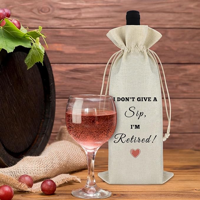 Funny Retirement Gifts for Women Men Farewell Retirement Wine Bag Gift for Coworker Teacher Happy Retirement Gift for Grandparent Farewell Going Away Gift for Nurse Doctor Reusable Wine Wrap Bag