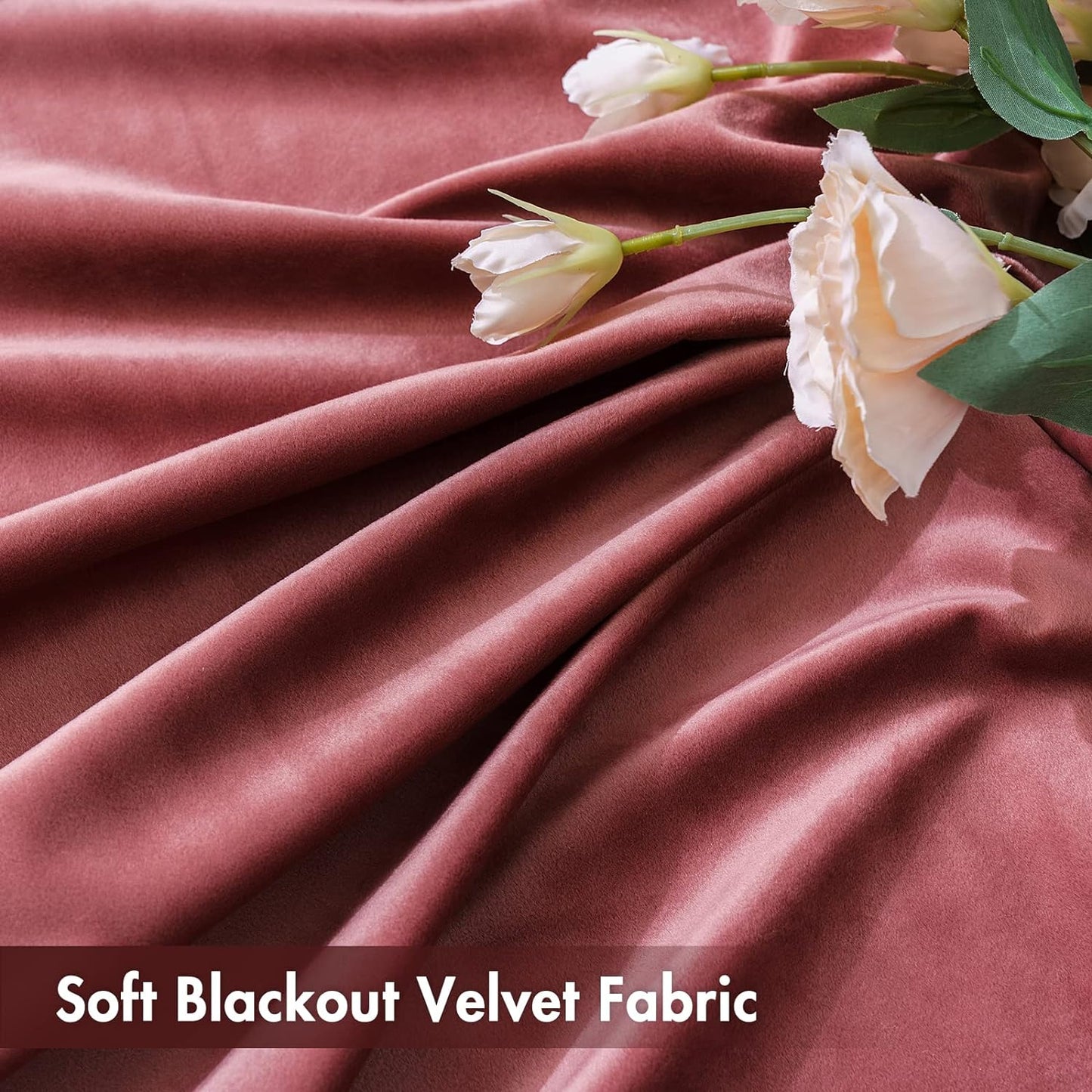 MIULEE Dusty Rose Pink Velvet Curtains Thermal Insulated Blackout Curtain Drapes for Bedroom Living Room Darkening 90 Inches Long Curtains Panels Rod Pocket Set of 2