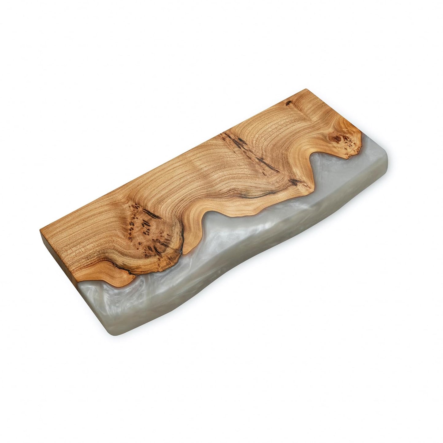 RWA Unique Live Edge Floating Shelf for Wall - Stylish Hanging Shelves for Room Wall Bedroom Bathroom Office Decor, Epoxy and Wood Wall Shelf Plank - Elegant Wall Mounted Shelves (platinum, 24x7")