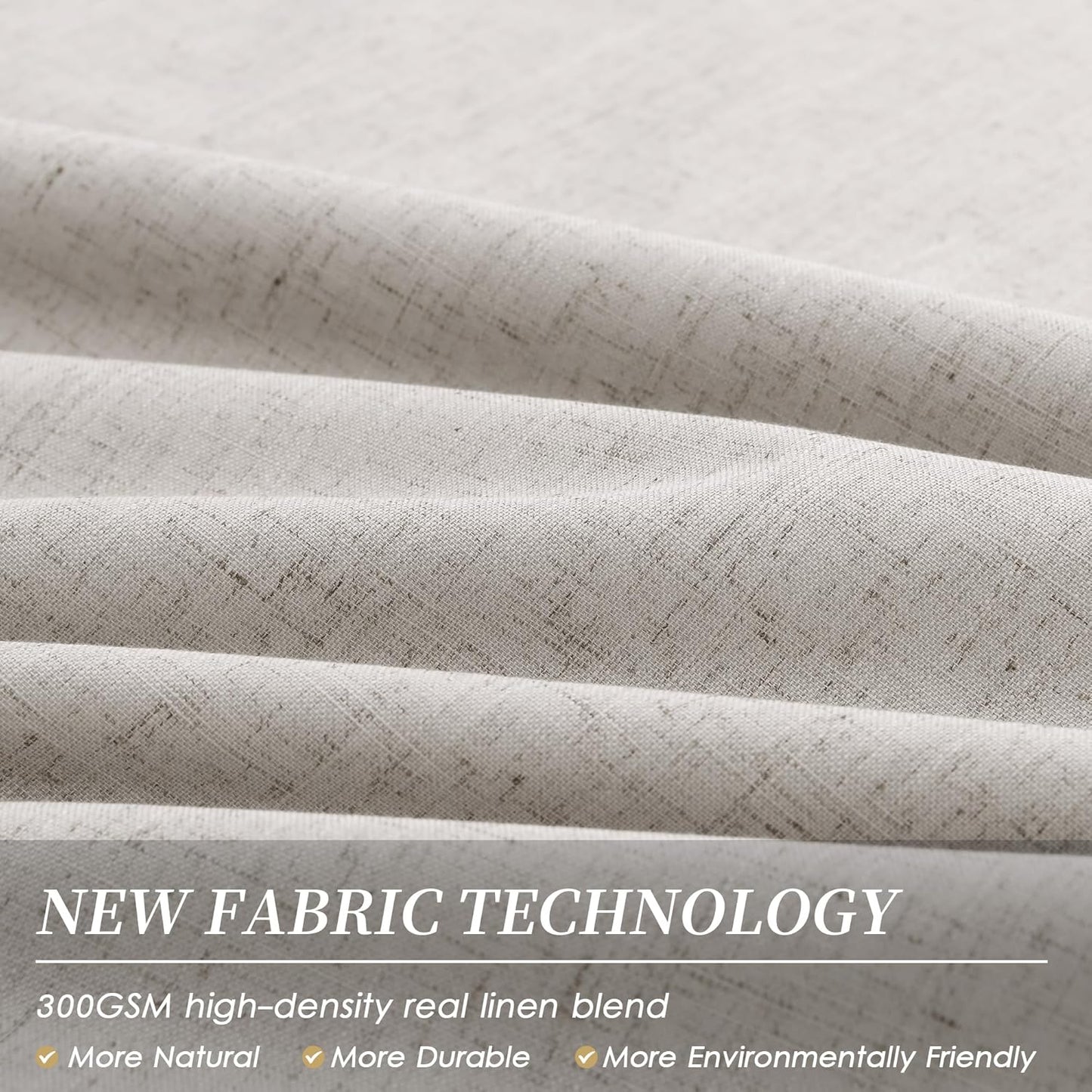 BOODII 108 Inch Black Out Curtains 2 Panels Set Back Tab Thermal Insulated Neutral Linen Textured Blackout Curtains Noise Reducing Living Room Darkening Window Drapes Pleated Greige Taupe 52x108