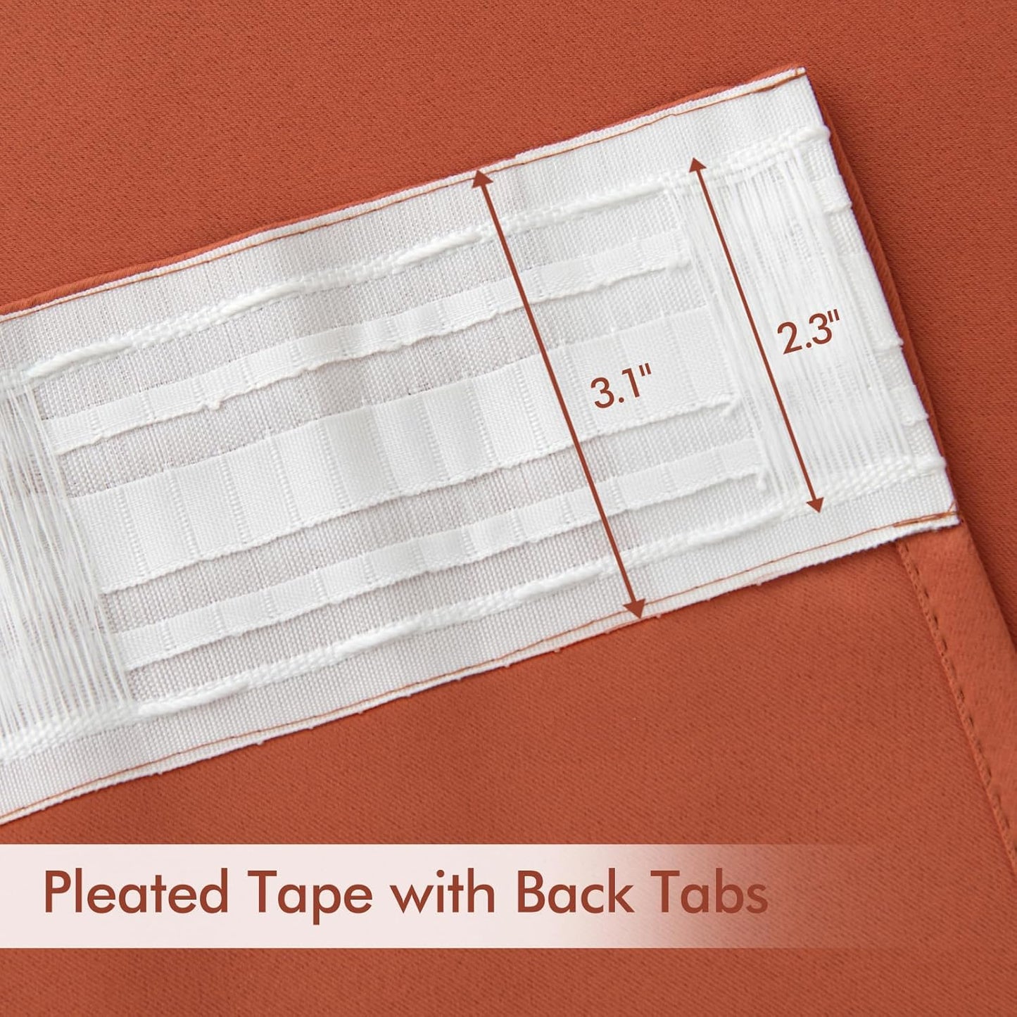 MIULEE Back Tab Burnt Orange Blackout Curtains 90 Inch Long 2 Panels Set for Living Room Bedroom, Fall Terracotta Rod Pocket/Pinch Pleated Thermal Insulated Room Darkening Light Blocking Curtains