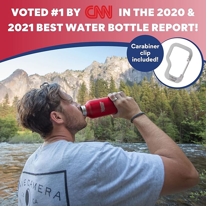 Healthy Human Stainless Steel Water Bottle | Double Walled Vacuum Insulated Water Thermos for Adults | Eco-Friendly Travel Bottles with Leak Proof Lid (Red Hot, 32 oz/ 946 ML)