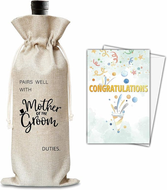 Xanev Mother Of The Groom Gifts, Wedding Wine Gift Bag, Bridal Shower Gifts For Mother Of The Groom, Groom's Mother, Mother-In-Law, Engagement Bachelorette Party Decoration Supplies Favors, B33
