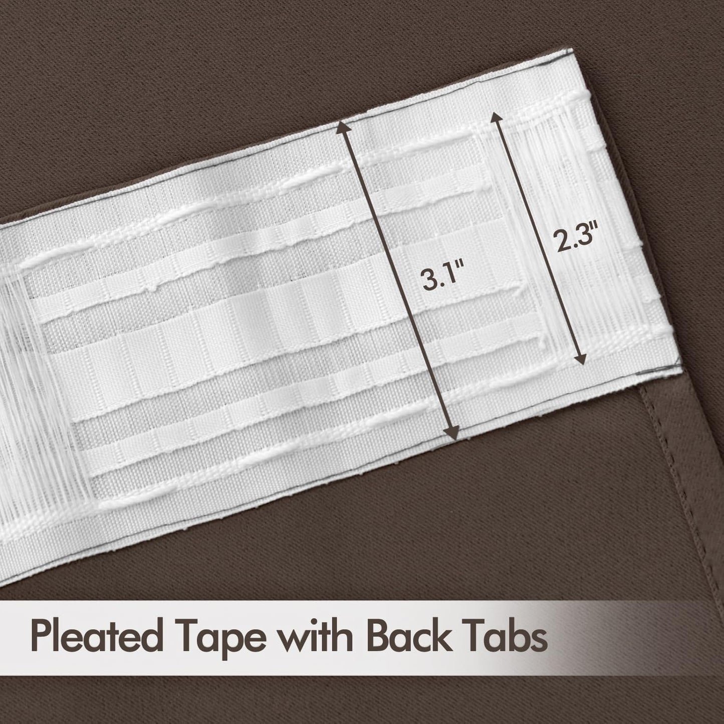 MIULEE Chocolate Brown Back Tab Blackout Curtains 102 Inch Long 2 Panels Set for Bedroom, Rod Pocket/Pinch Pleated Thermal Insulated Living Room Darkening Light Blocking Floor to Ceiling Drapes