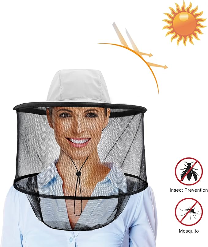 Head Net with Removable Mesh Hidden Netting, Design for Outdoor Fishing Gardening