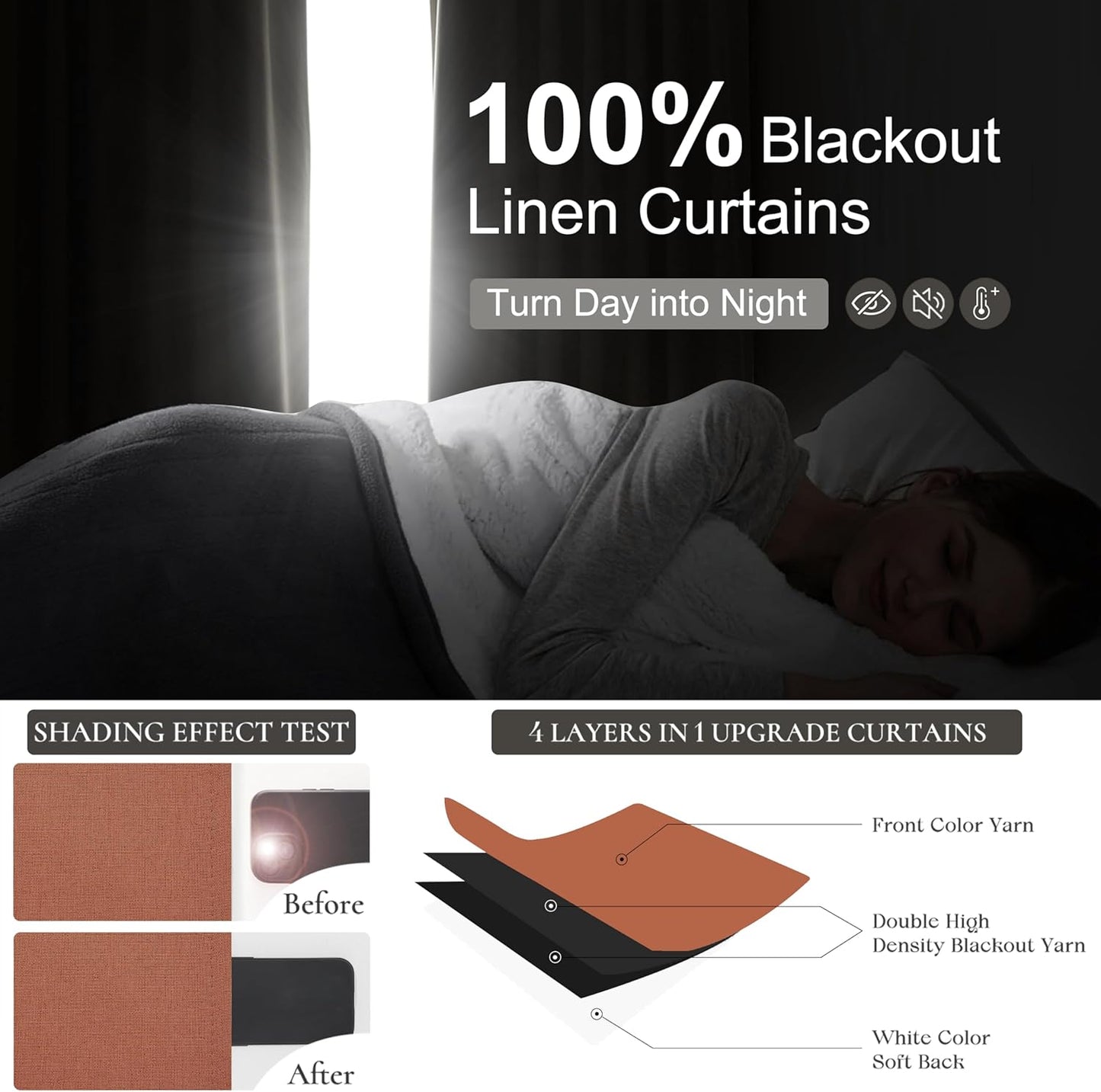 Fall Burnt Orange Pinch Pleated Curtains Blackout 102 Inches Long 2 Panels Set,Terracotta Autumn Color Decor Retro for Living Room Antique Copper Rust Boho 70s Window Drapes (W40 xL102)