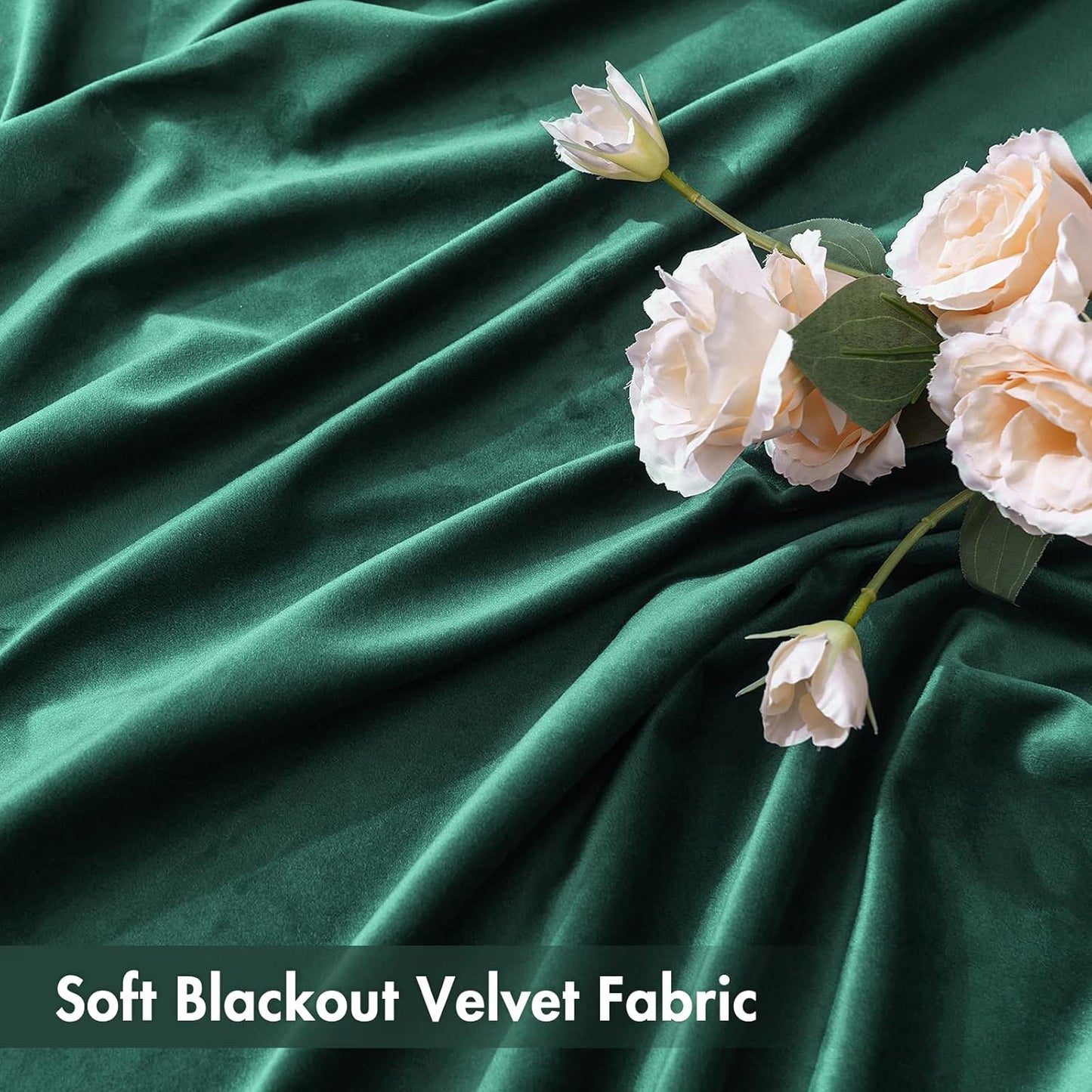 MIULEE Dark Green Velvet Curtains Thermal Insulated Blackout Curtain Christmas Emerald Green Drapes for Bedroom Living Room Darkening 108 Inches Long Curtains Panels Rod Pocket Set of 2