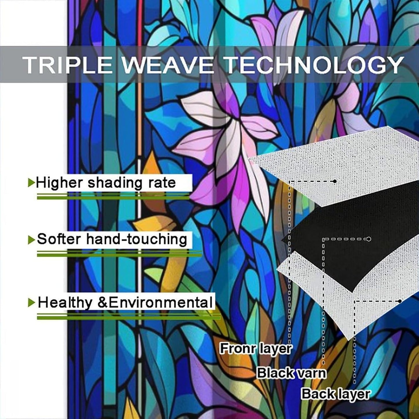 Stained Glass Curtains,Abstract Colorful Floral Geometric Art Home Decor Drapes for Bedroom Living Room Kitchen Window Treatment 2 Panels Set Total Size 63" W X 72" L Inch