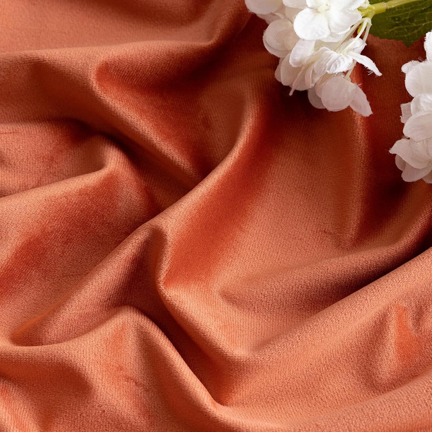 MIULEE Fall Burnt Orange Velvet Curtains 108 Inches Long 2 Panels - Back Tab and Pleated Luxury Window Curtains for Bedroom Living Room Blackout Thermal Insulated Soft Drapes Terracotta Rust Decor