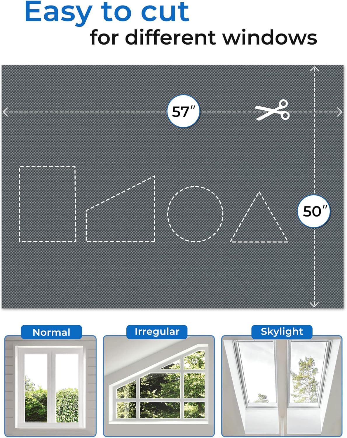 Sumobaby Blackout Curtains 50"x57" Portable No Drill Blinds for Windows with Heat-Resistant Magic Tapes,100% Black Out Window Cover,Window Shades Easy to Cut Fit for Bedroom,Dorm Room,Nursery(Gray)
