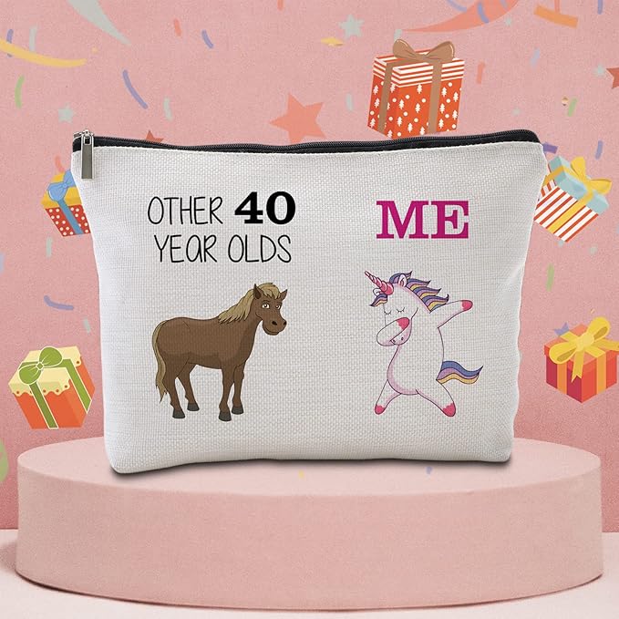 40th Birthday Gifts Women Travel Makeup Bag Funny Unicorn Gift Bag Other 40 Year Old Me Unicorn Best 40 Birthday Decorations for Her 40th Birthday Gift Ideas