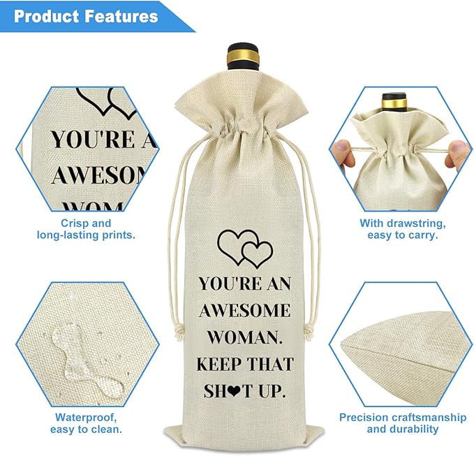 Inspirational Gifts for Her Wine Bag Encouragement Gifts for Women Birthday Graduation Christmas Mother's Day Gift for Friend Bestie Sister Daughter Mom Wife Motivational Gifts Wine Bottle Bag