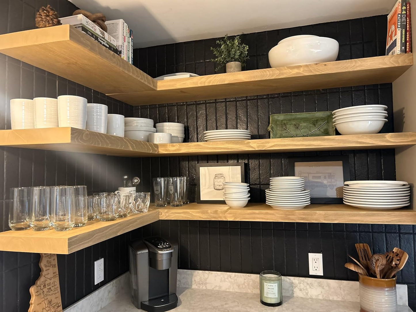 joelsantiques 36 Inch Wooden Floating Shelves for Wall - 36x12x2 in - Made of Natural Wood - Long Heavy Duty Rustic Wall Shelves for Bedroom - Perfect for Living Room, Kitchen - Natural