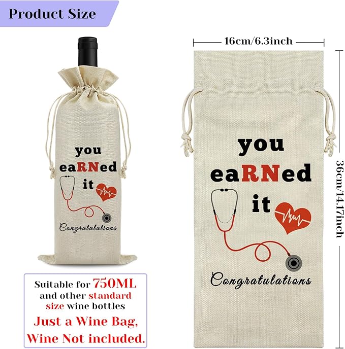RN Gift RN Wine Bag Nurse Appreciation Gift Graduation Gift for RN Nurse Nursing School Gift Burlap Wine Gift Bag Nurses Day Christmas Thank You Gift for Nurse Practitioner RN Assistant Wine Wrap Bag