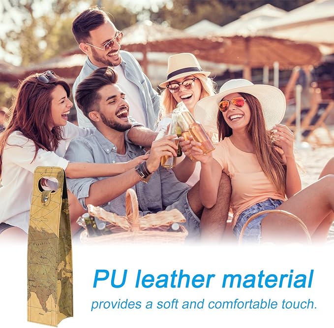 PATIKIL Wine Gift Bag, 2 Pack Wine Bag Reusable Leather Wine Tote Carrier for Wine Bottles Portable Champagne Gift Bags for Picnic Party Wedding, Yellow