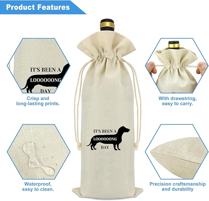 Dachshund Gifts for Women Dog Themed Wine Bag Weiner Dog Gifts Dachshund Mom Gifts Dog Lover Gift for Her Him Drawstring Wine Bottle Bags Christmas Birthday Valentine's Day Gift for Friends Sister