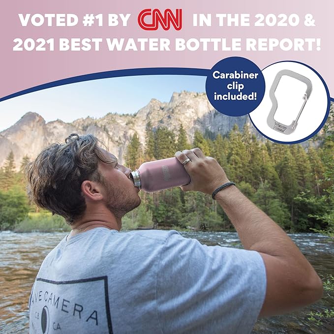 Healthy Human Stainless Steel Water Bottle | Double Walled Vacuum Insulated Water Thermos for Adults | Eco-Friendly Travel Bottles with Leak Proof Lid (Petal Pink, 16 oz/ 473 ML)