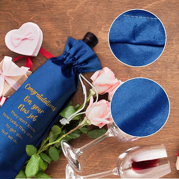 LANBAIHE New Job Gifts Wine Bag, Promotion Gifts, Congratulationg On New Job, Coworker Leaving Gift, Going Away Gifts for Coworker Women Men- Pairs Well With New Job Gift (New Job-Blue)