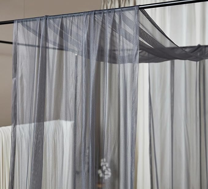 Akiky Canopy Bed Curtains Queen Sheer Grey Bed Canopy Scarf Bed Canopy,Kids Bed Scarf-Curtains for Room Décor or Wedding Party Décor(2 Bed Canopy)