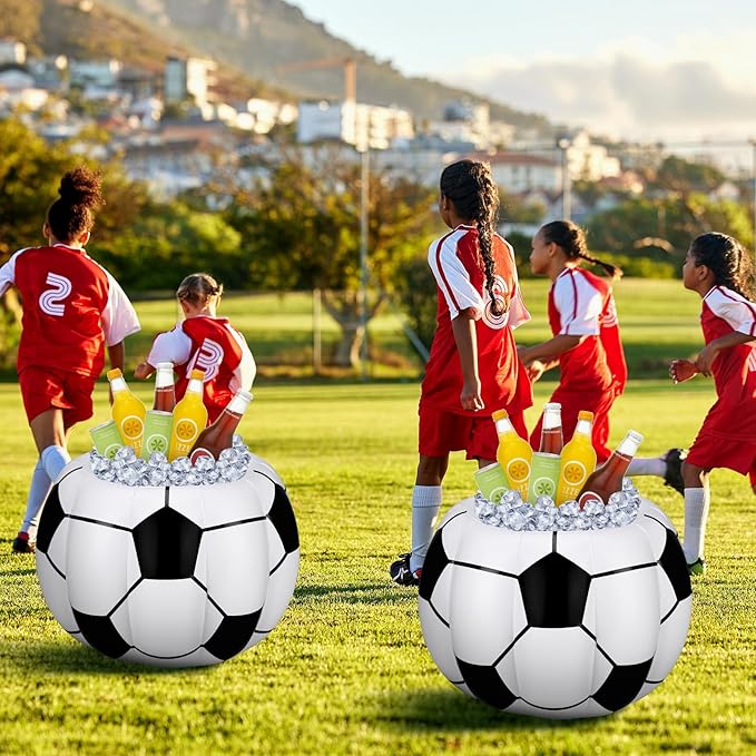 Soccer Party Decorations Inflatable Cooler Soccer Drink Cooler Reusable Floating Party Cooler Blow up PVC Football Party Cooler for Sports Themed Supply Drink Beer Food for Summer Parties(2 Pcs)
